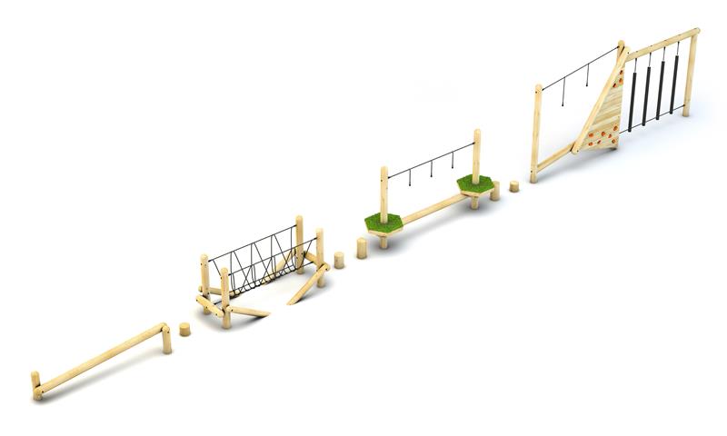 Technical render of a Glasswater Forest Trim Trail